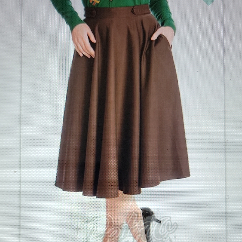 Classic A-Line Brown Midi Skirt - Women's Flared Skirt